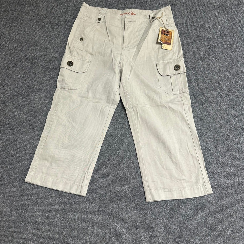 Riders by Lee Capri Pants Womens Size 9M Beige Cotton Cargo Cropped New